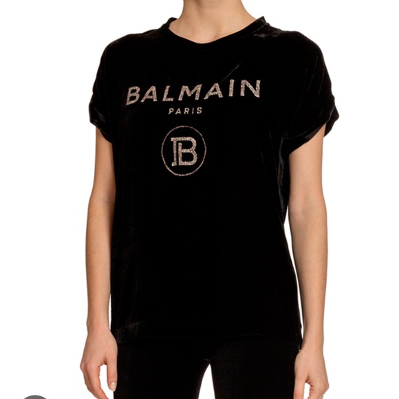 BALMAIN Velvet glitter logo top - Picture 9 of 10